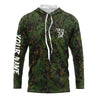 Bluejose Custom Bass Fishing Jerseys, Personalized Bass Fishing Green Camouflage Fishing Long Sleeve Shirts