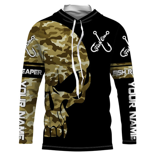 BlueJose Halloween Fish Reaper Fishing Camo Custom Long Sleeve Fishing Shirts