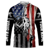 BlueJose Halloween Fish Reaper Skull Fishing American Flag 4Th July Custom Name Fishing Shirts