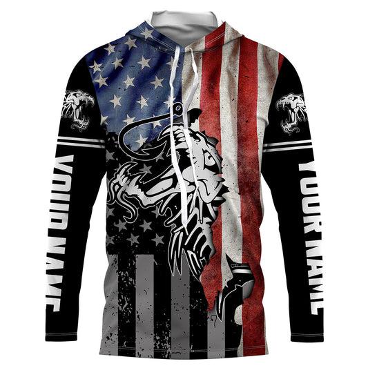 BlueJose Halloween Fish Reaper Skull Fishing American Flag 4Th July Custom Name Fishing Shirts