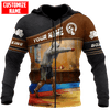 BlueJose Custom Name Boxing Leather Pattern 3D Hoodie