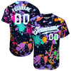BlueJose Custom Splashes Graffiti Pattern White-Light Blue 3D Authentic Baseball Jersey