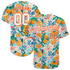 BlueJose Custom White White-Orange 3D Pattern Design Fruits Authentic Baseball Jersey